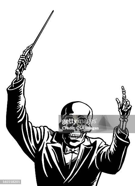 skeleton conductor - symphony conductor stock illustrations
