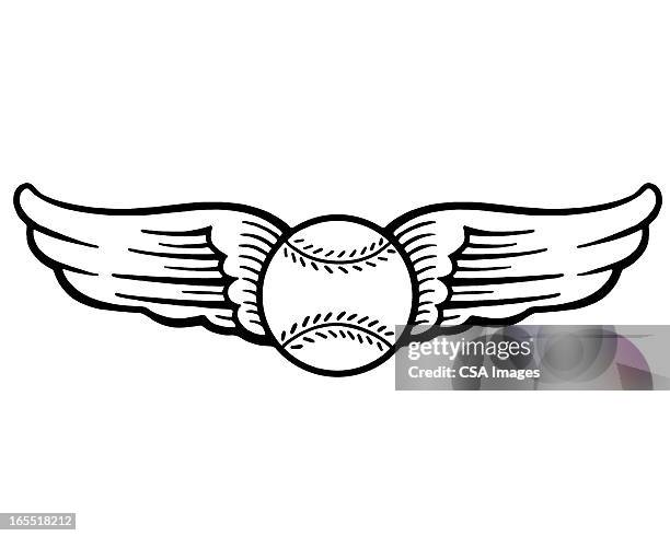 winged baseball - baseball logos stock illustrations