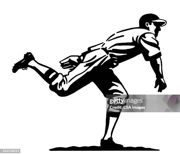baseball pitcher - guy throwing baseball stock illustrations