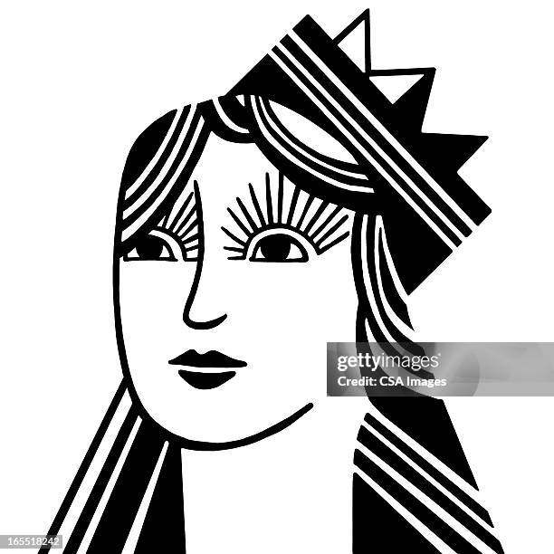 portrait of a queen - woman crown stock illustrations