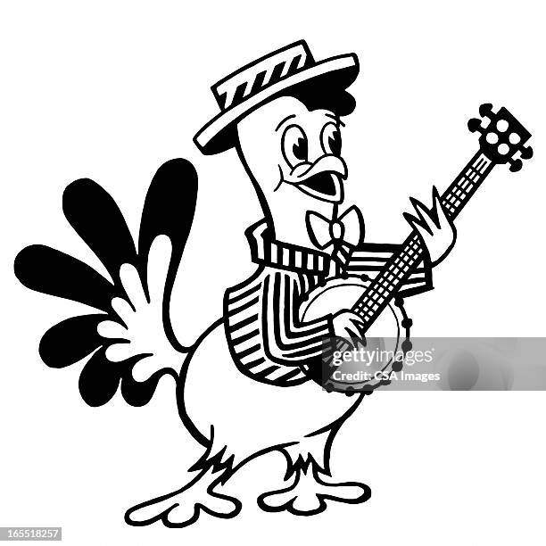 a chicken playing the banjo - banjo stock illustrations