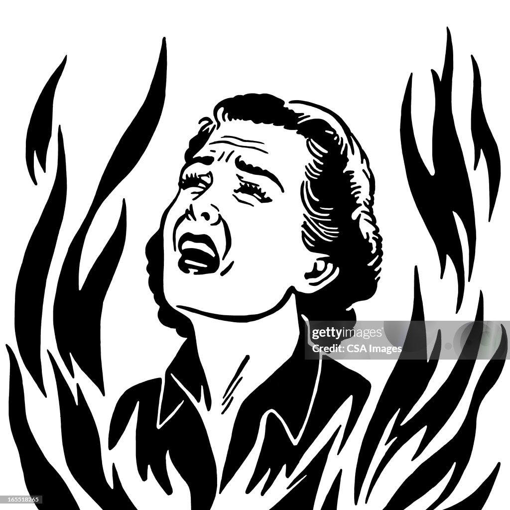 Crying Woman in Flames