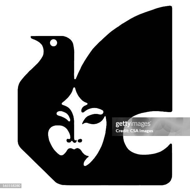 face and dove silhouette - dove stock illustrations