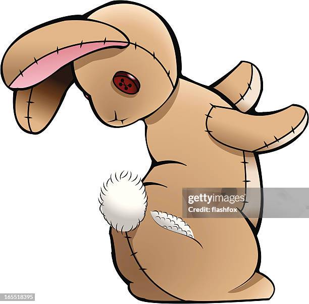 stuffed bunny with a torn tush - fluffy bunny stock illustrations