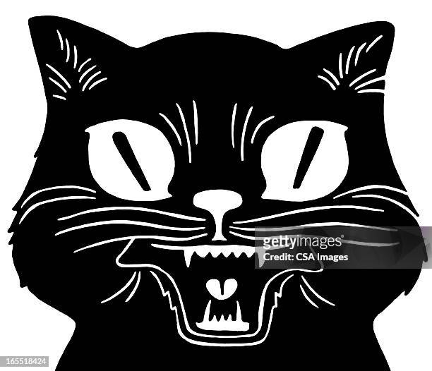black cat - black and white cat stock illustrations