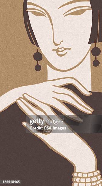 stylish woman - art deco woman stock illustrations