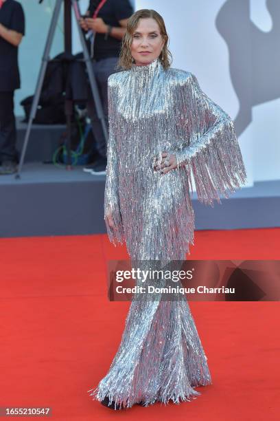 Isabelle Huppert attends a red carpet for the movie "Maestro" at the 80th Venice International Film Festival on September 02, 2023 in Venice, Italy.