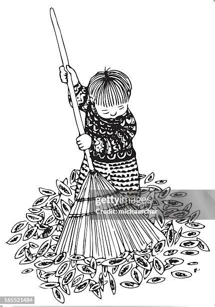 81 Person Raking Leaves High Res Illustrations - Getty Images