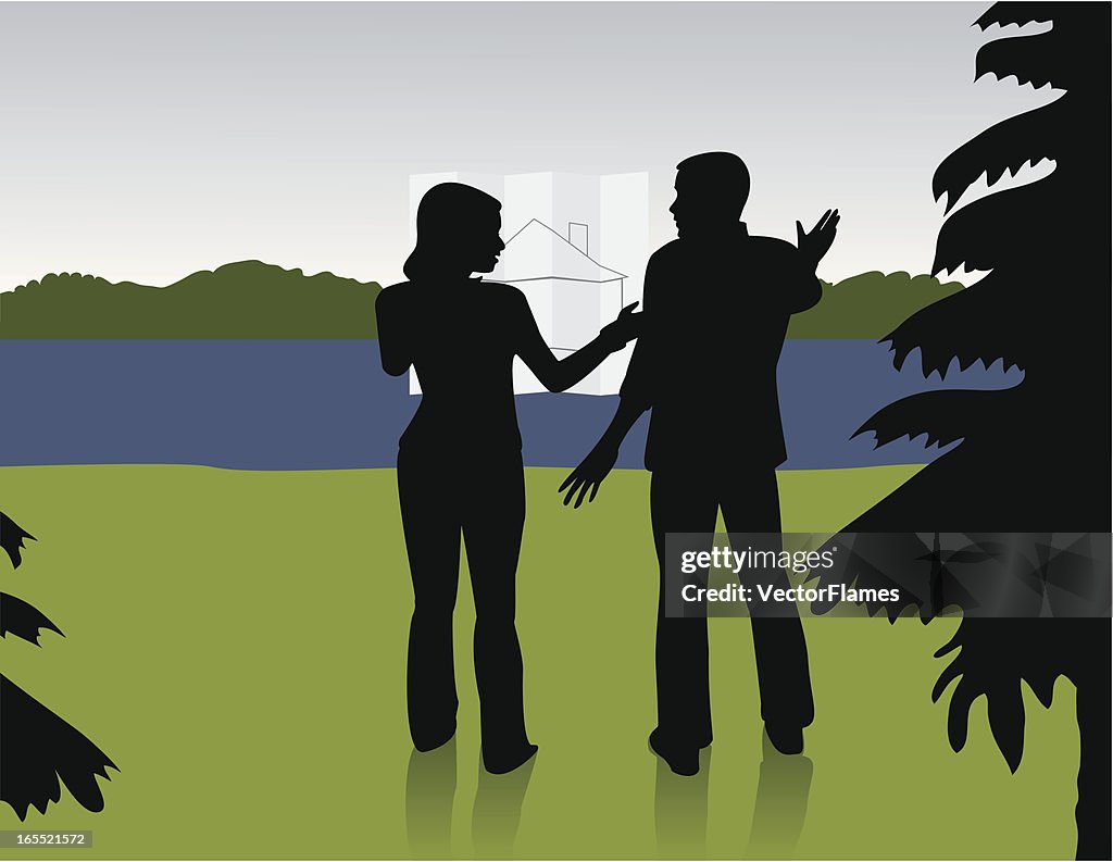 Couple on Lot with Land Plans