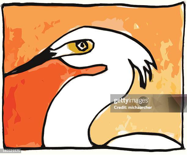 handrawn heron - marsh stock illustrations