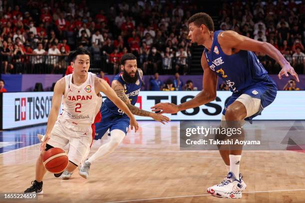 Yuki Togashi of Japan drives to the basket against Edy Tavares of Cape Verde during the FIBA Basketball World Cup Classification 17-32 Group O game...