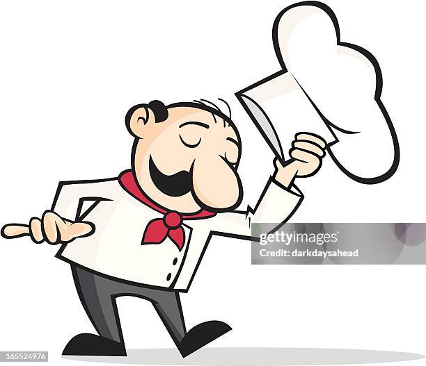 chef tipping his hat - taking a bow stock illustrations