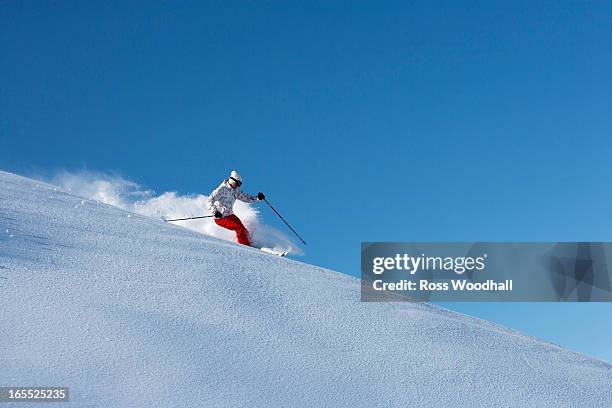 skier on snowy slope - obergurgl stock pictures, royalty-free photos & images