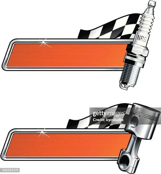 piston and spark plug racing plaques - spark plug stock illustrations