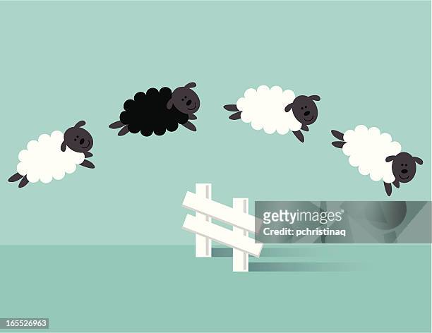 ilustraciones, imágenes clip art, dibujos animados e iconos de stock de salto de ovejas - counting