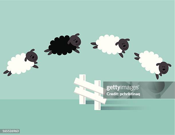 jumping sheep - mammal stock illustrations