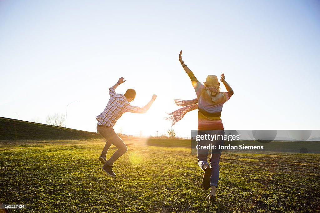 A couple celebrating.