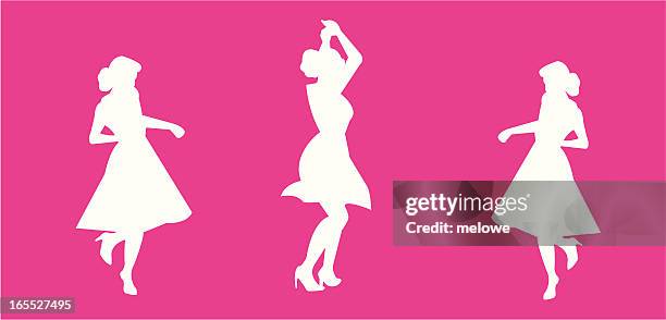 tänzer sillhouettes - swing dancing stock-grafiken, -clipart, -cartoons und -symbole