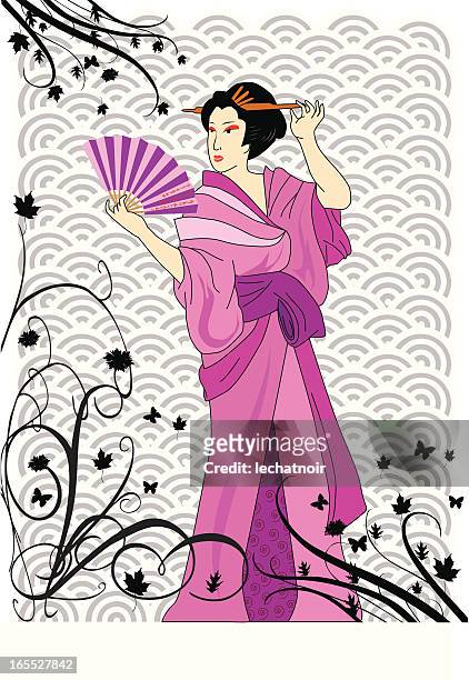 geisha - ceremonial make up stock illustrations