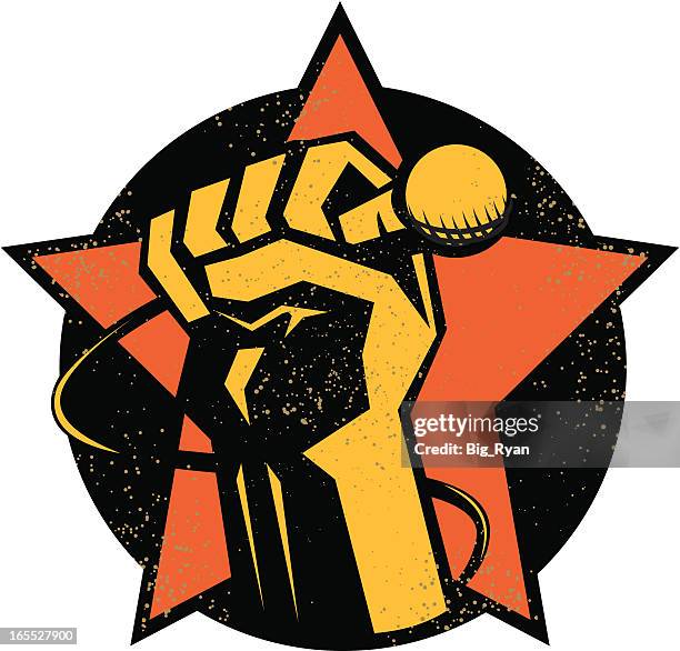ilustrações de stock, clip art, desenhos animados e ícones de microfone de segurar - músico de rock
