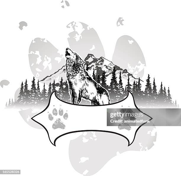 wolf shield - wolf stock illustrations