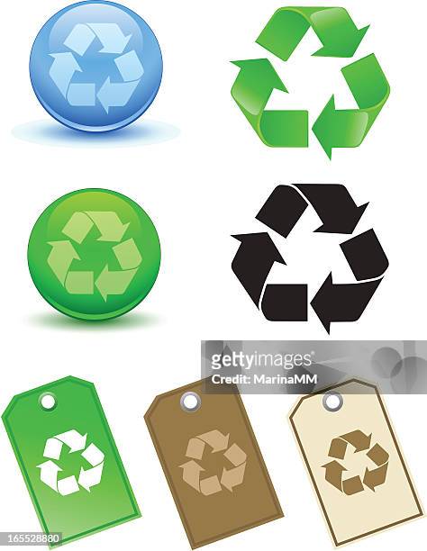 stockillustraties, clipart, cartoons en iconen met recycling symbol - labeling