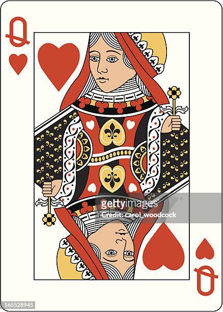 illustrazioni stock, clip art, cartoni animati e icone di tendenza di regina di cuori carta da gioco due - regina