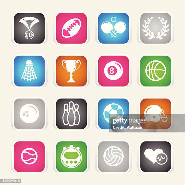 multicolor icons - sports - silver sequins stock illustrations