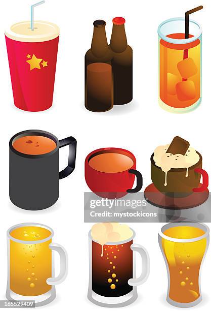 beverages and drinks & coffee icons - fruit juice bottle stock illustrations