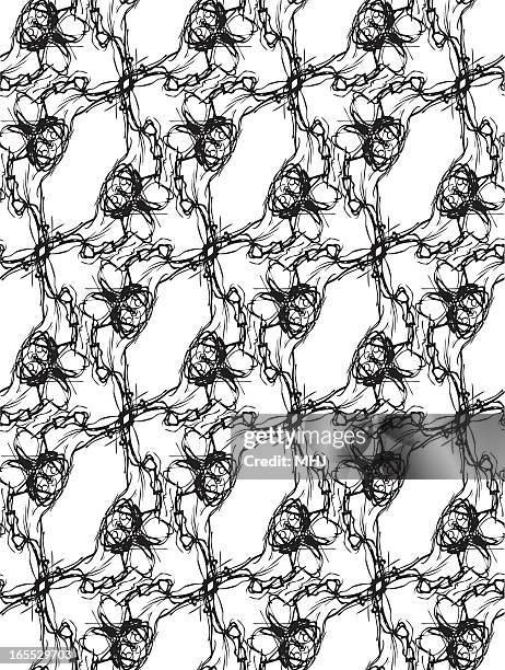 black ink seamless scribble pattern - black lace background stock illustrations
