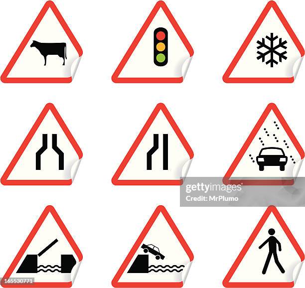Road Sticker Type Road Signs Warning Stickers High-Res Vector Graphic - Getty Images