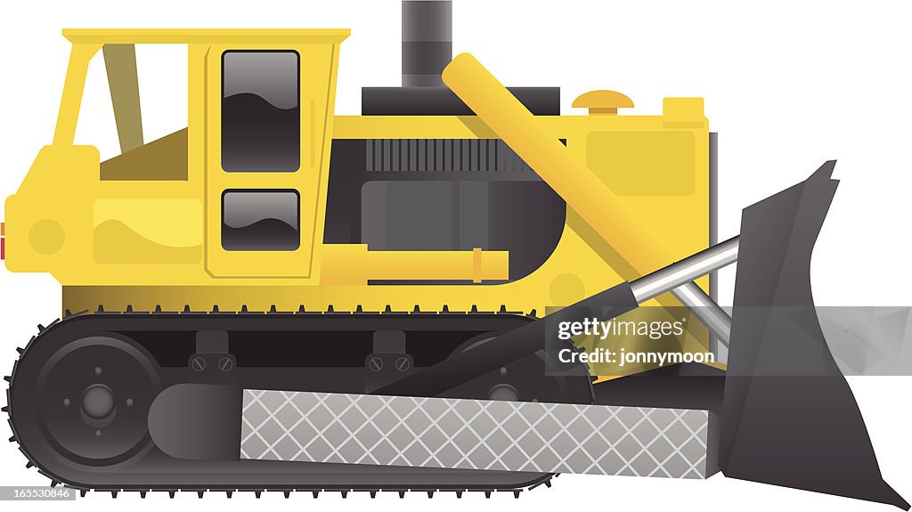An illustration of a bulldozer on a white background