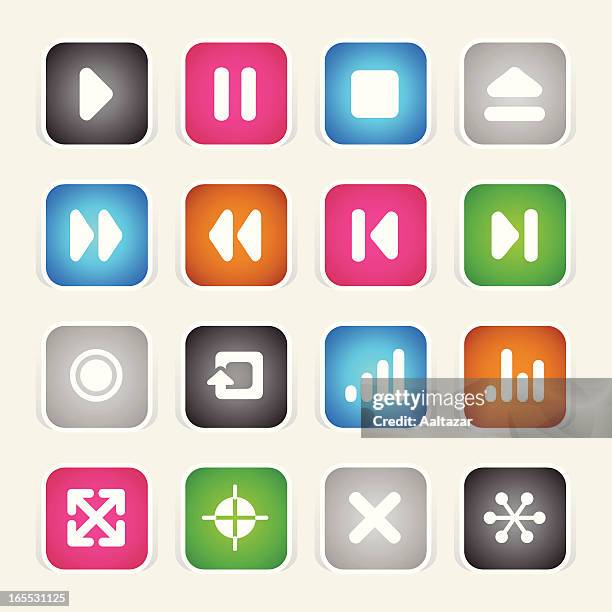 multicolor icons - navigation - press pause stock illustrations