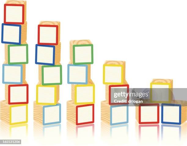 illustrations, cliparts, dessins animés et icônes de alphabet de blocs de jouet en bois blanc - cubes et superposition