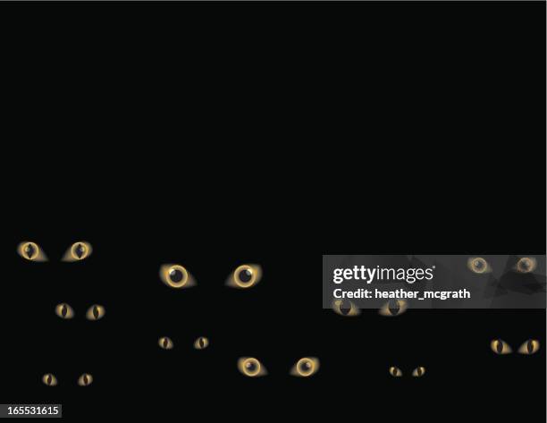 animated image of sets of eyes staring on a black background - fear stock illustrations