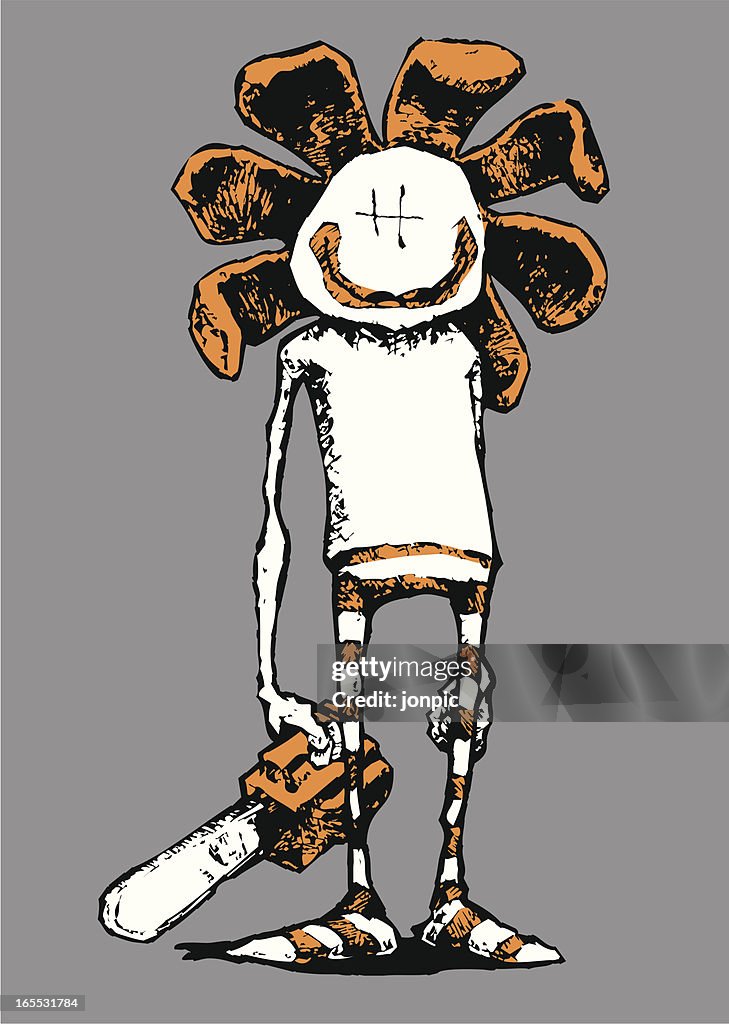 Daisy Chainsaw Illustration of revengeful gardener