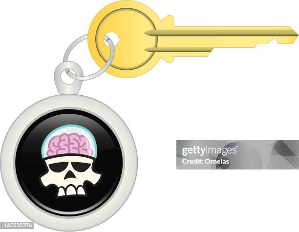 key chain –brainskull - keyring charm stock illustrations