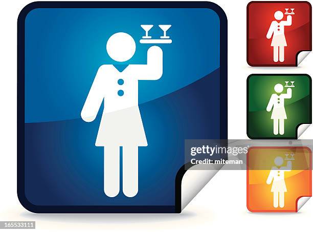 waitress | sticker collection - waitress stock illustrations