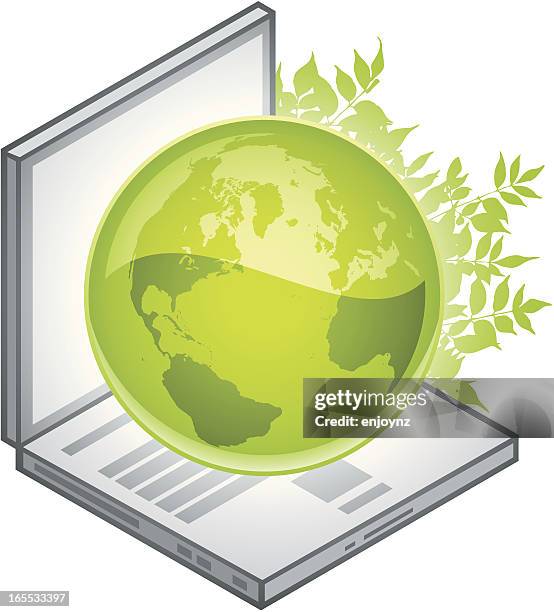 green computing - isometric globe map stock illustrations