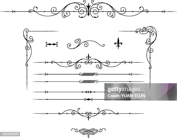 delicate, elegant, fine lined decorative elements - fleur de lys stock illustrations