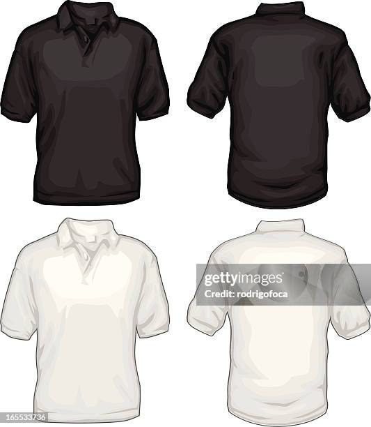 bildbanksillustrationer, clip art samt tecknat material och ikoner med black and white golf tee shirts front back - korta ärmar