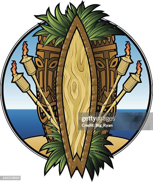 tiki beach - tiki pattern stock illustrations