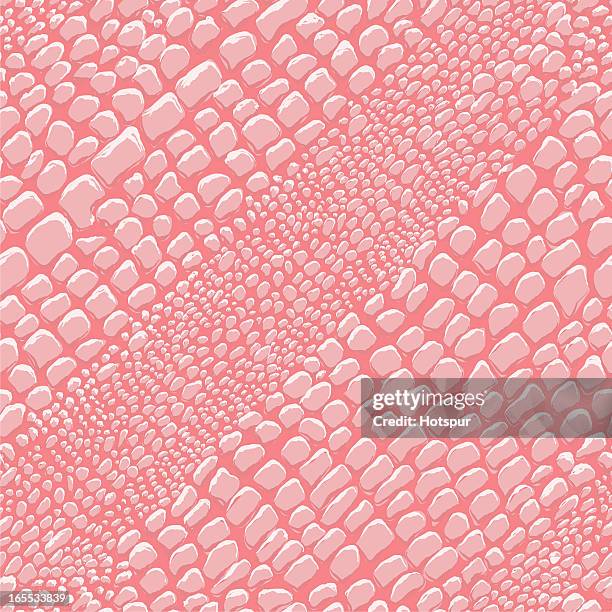 stockillustraties, clipart, cartoons en iconen met reptile skin pink (seamless tile) - dinosaurus