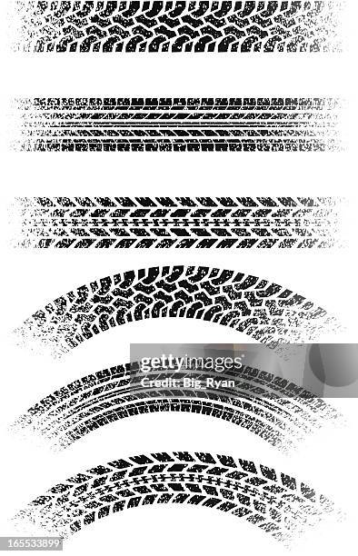 grunged tread - tyre marks stock illustrations