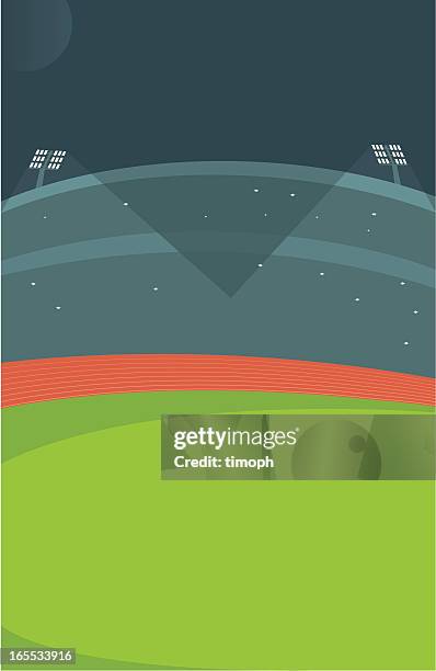 sportstadion bei nacht - running track stock-grafiken, -clipart, -cartoons und -symbole