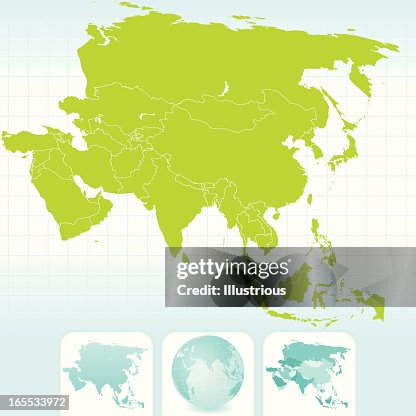 Asia Info Asia Continent Map And Globe Set High-Res Vector Graphic - Getty Images