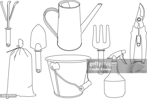 gardening tools - tree pruning stock illustrations