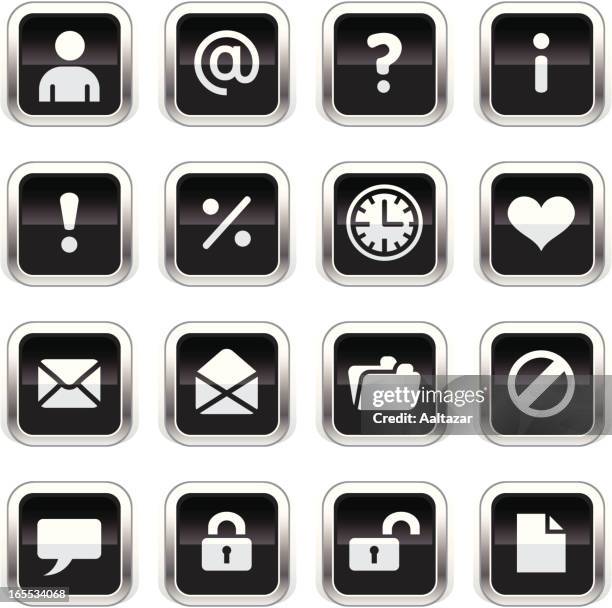 supergloss black icons - web - man opening mail stock illustrations