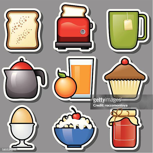 illustrations, cliparts, dessins animés et icônes de gris icônes de petit déjeuner - quatre quart
