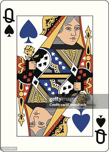 pikdame blau - spielkarte dame stock-grafiken, -clipart, -cartoons und -symbole